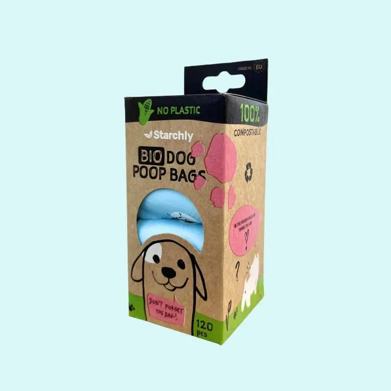 💩 BOITE DE 8 ROULEAUX DE SACS À DÉJECTIONS COMPOSTABLES POUR CHIEN (120 SACS) - 5 COULEURS DISPOS