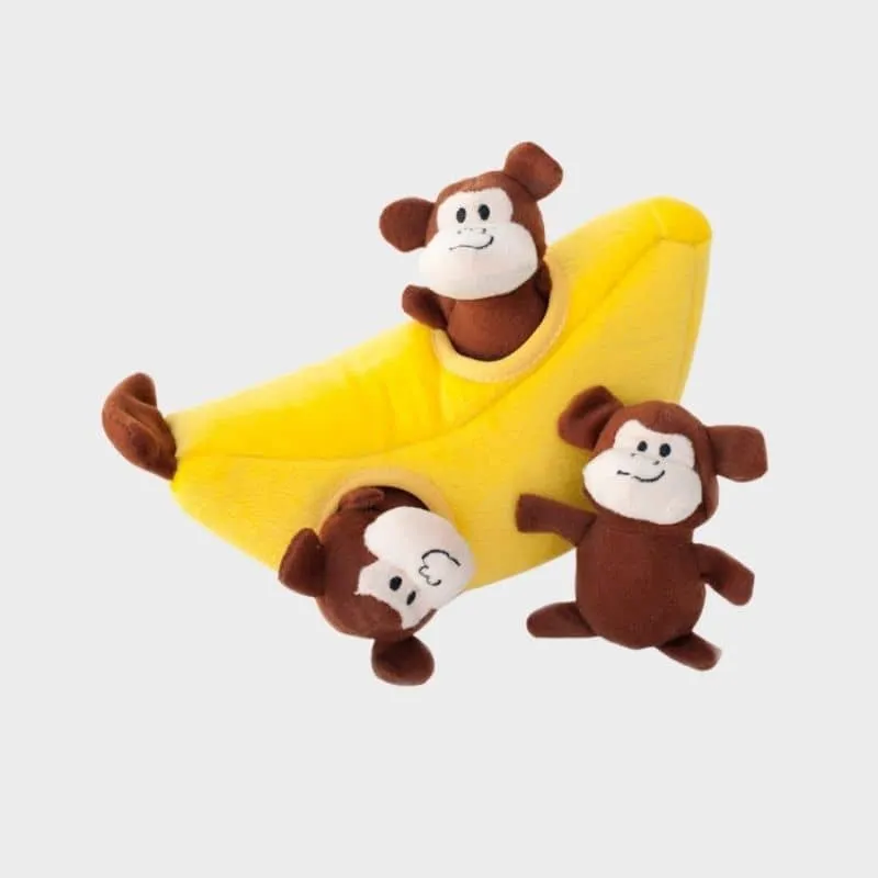 JOUET D’OCCUPATION INTERACTIF POUR CHIEN - BANANE ET SINGES 🍌🐒