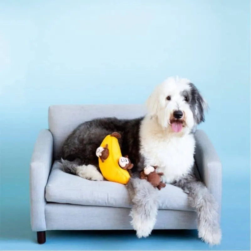 JOUET D’OCCUPATION INTERACTIF POUR CHIEN - BANANE ET SINGES 🍌🐒