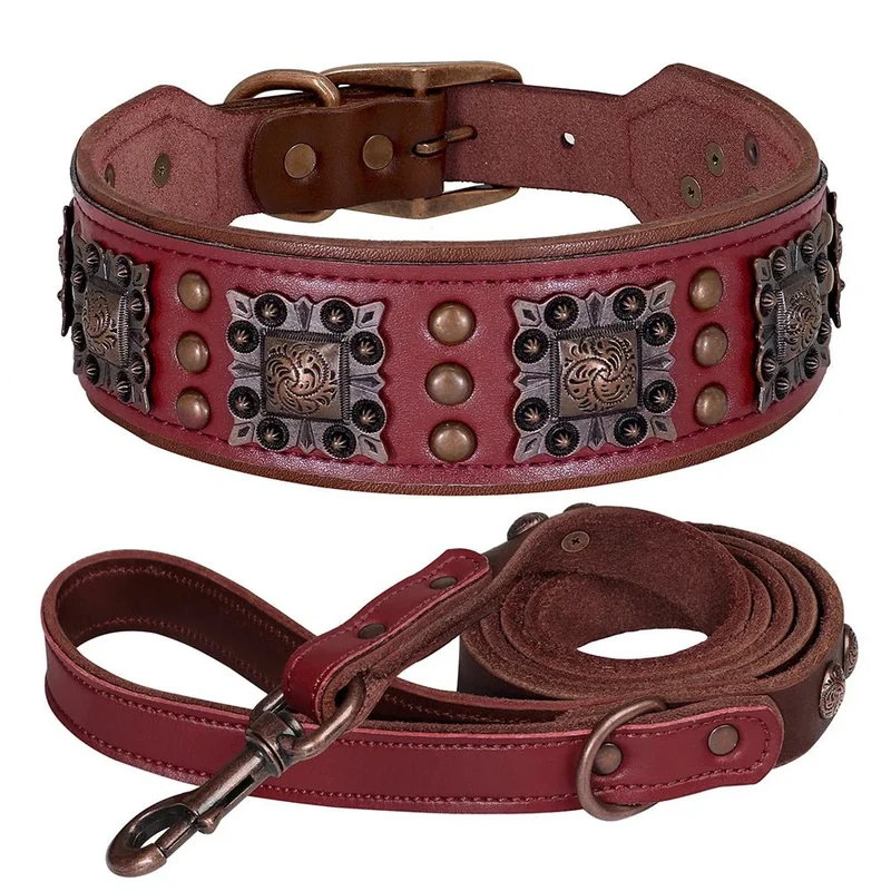 Collier Cuir Large Rivets Luxe Molosse