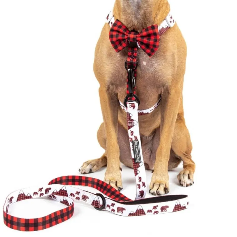 HARNAIS POUR CHIEN STRAP AVEC NOEUD PAPILLON - TARTAN ET MONTAGNE ⛰️🐻