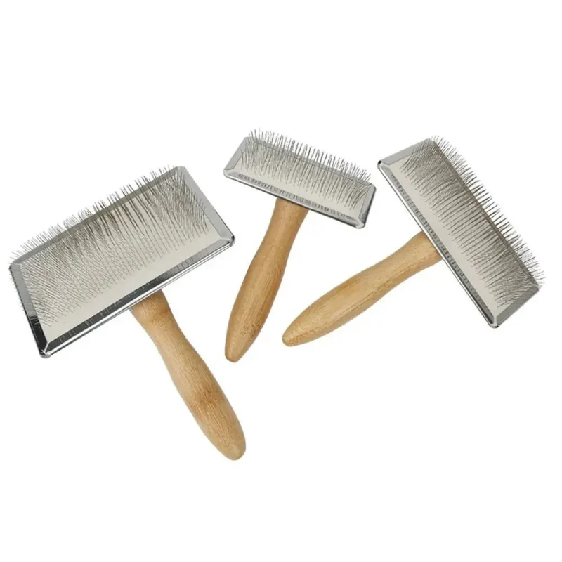 Brosse Slicker Démêlante Manche Bambou Chien
