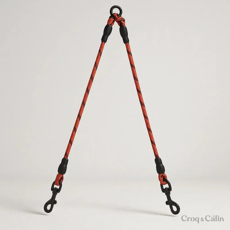 Laisse Double Nylon Réglable Chien