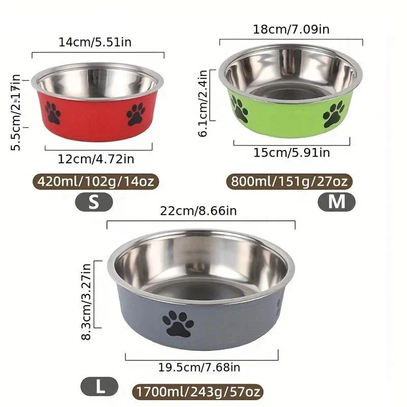 Gamelle Inox Antidérapante Colorée Chien