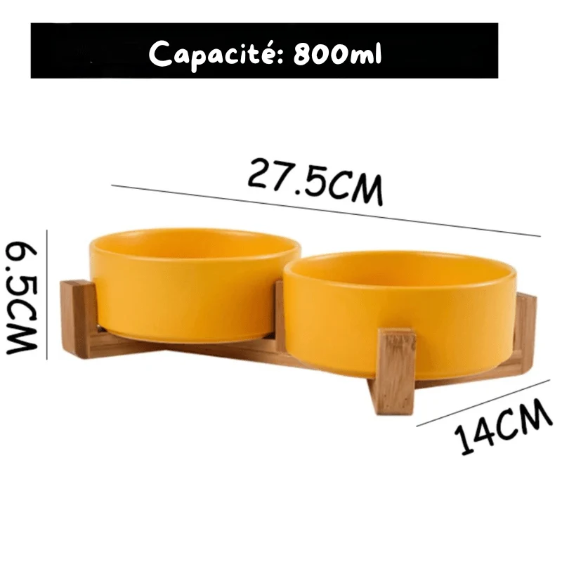 Gamelle Double Céramique Bois Chien Design