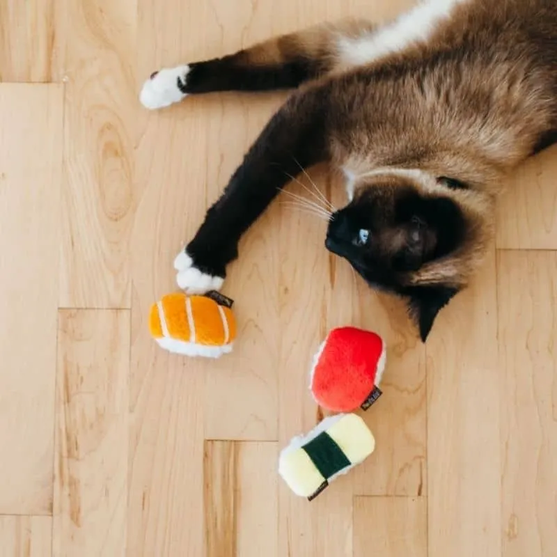 JOUET POUR CHAT À L’HERBE À CHAT - TRIO DE SUSHI 🍣