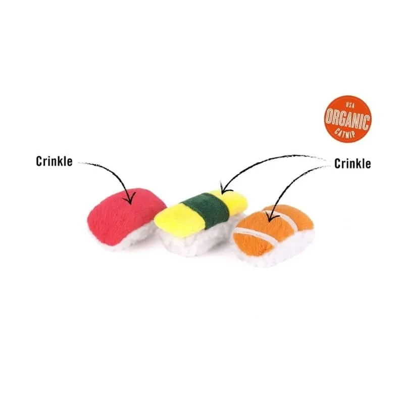 JOUET POUR CHAT À L’HERBE À CHAT - TRIO DE SUSHI 🍣