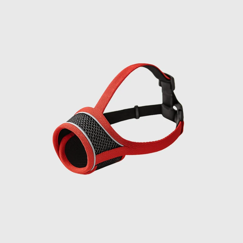 Muselière Nylon Anti-Morsure Rouge Réglable