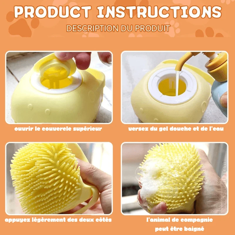 Brosse Lavage Silicone Massage Chien