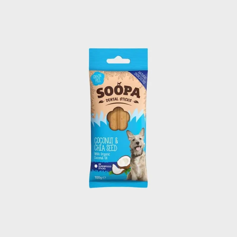 BÂTONNETS DENTAIRES À MÂCHER POUR CHIEN - NOIX DE COCO ET GRAINES DE CHIA