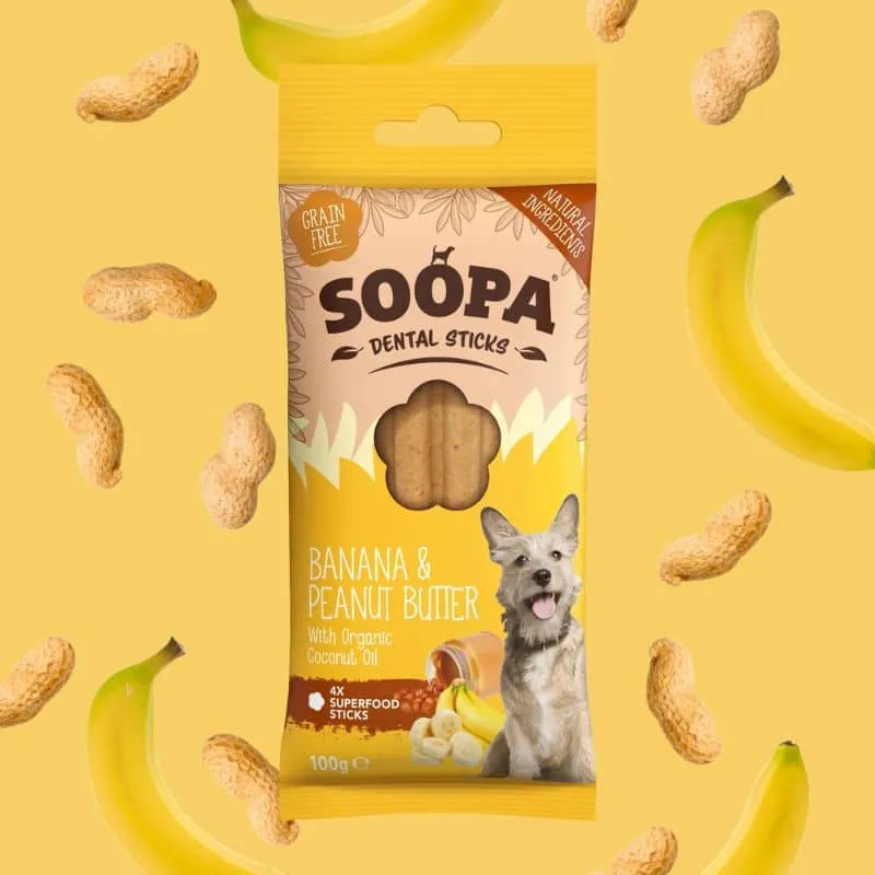 BÂTONNETS DENTAIRES À MÂCHER POUR CHIEN - BANANE ET PEANUT BUTTER 🥜🍌