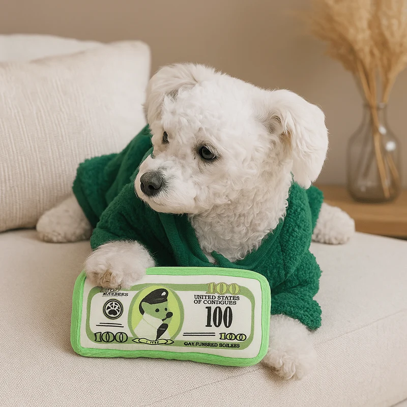 Peluche Faux Billets Sonore Pour Chien