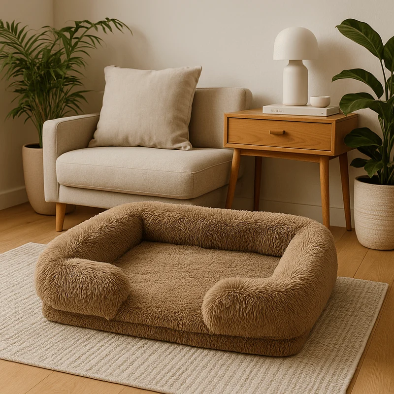 Panier Orthopédique Oreiller Grand Chien Brun