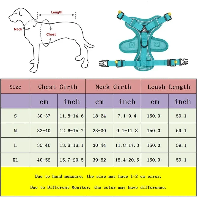 Harnais Réfléchissant Ajustable Chien 6 Coloris
