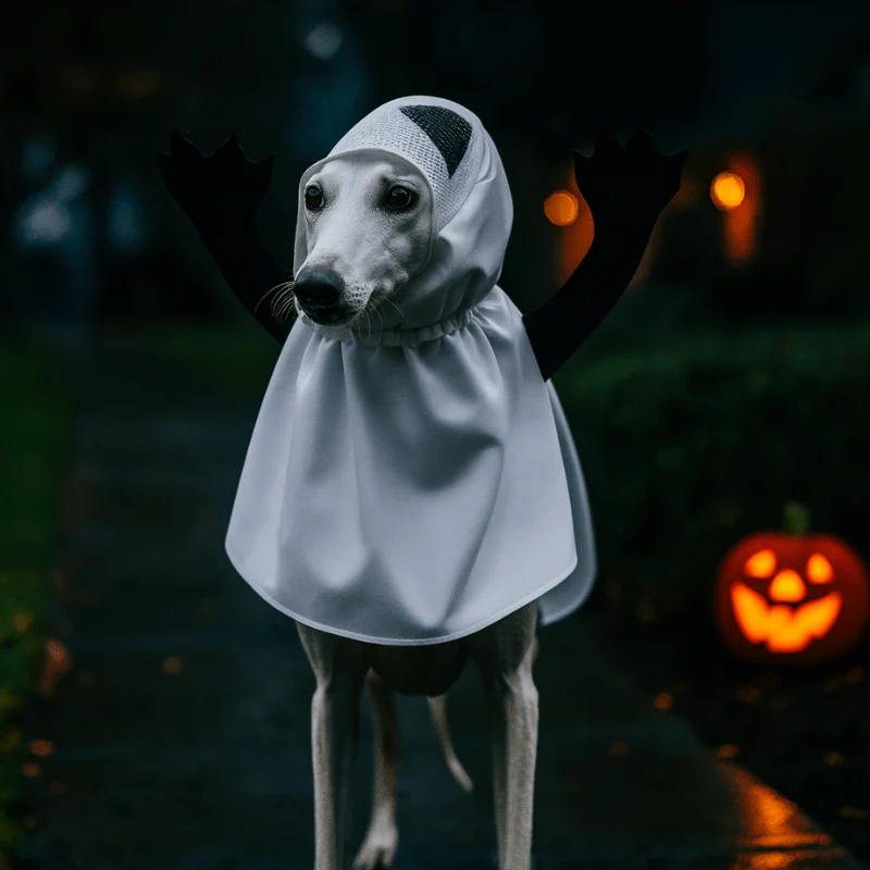 Déguisement Fantôme Chien Halloween Blanc