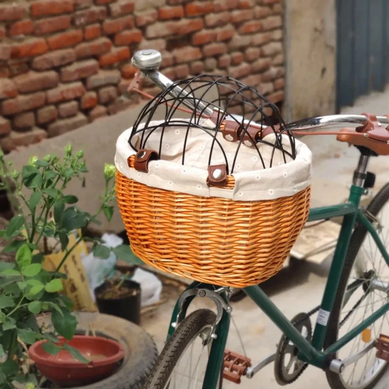 Panier Vélo Osier Chien Transport Sécurisé