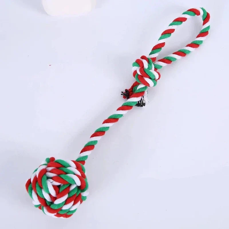 Jouet Corde Tressée Noël Gros Chien Coloré