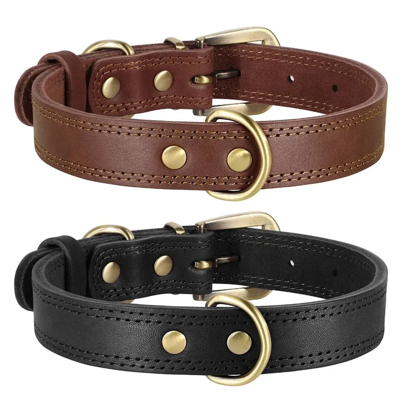 Collier Cuir Véritable Réglable Gros Chien