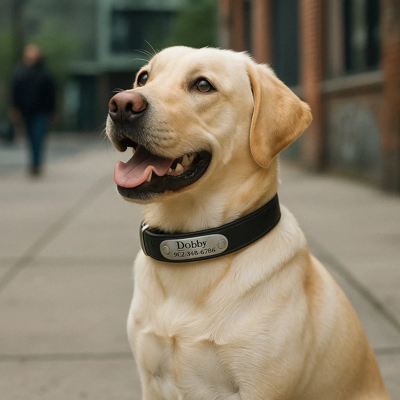 Collier Cuir Personnalisé Prénom Gravé Chien