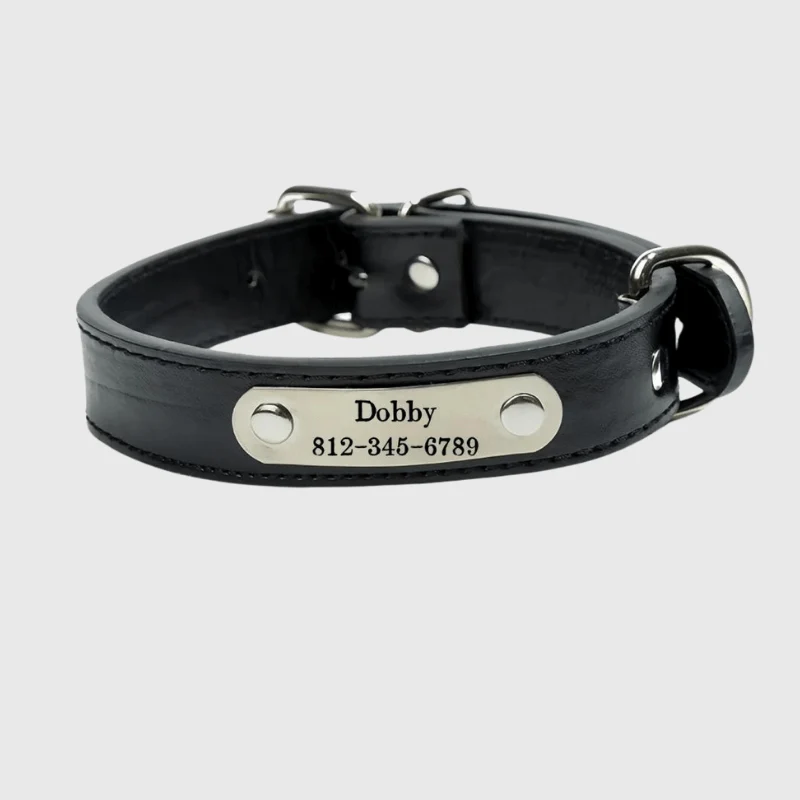 Collier Cuir Personnalisé Prénom Gravé Chien