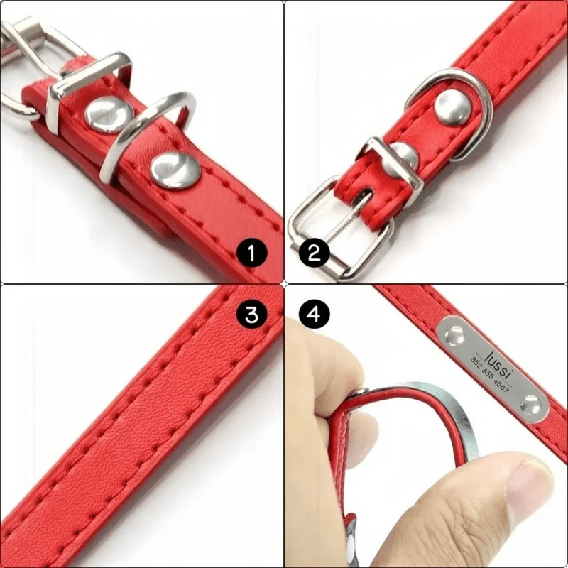 Collier Cuir Personnalisé Prénom Gravé Chien
