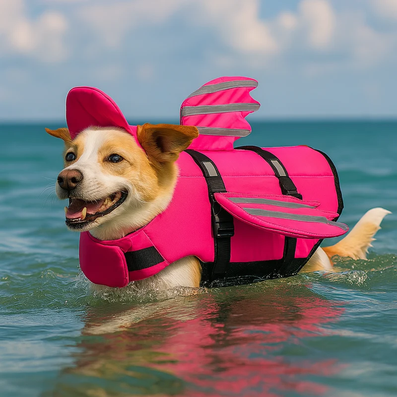 Gilet Sauvetage Chien Design Rose Ajustable