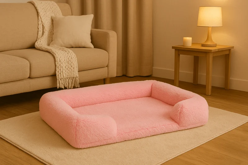 Panier Oreiller Rose Lavable Grand Chien