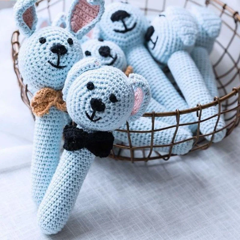 Hochet Coton Tricoté Jouet Doux Chien