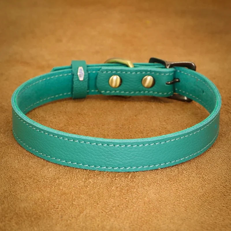 Collier Cuir Ajustable Chien 7 Couleurs