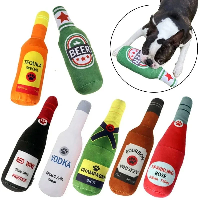 Jouet Bouteille Champagne Peluche Gros Chien