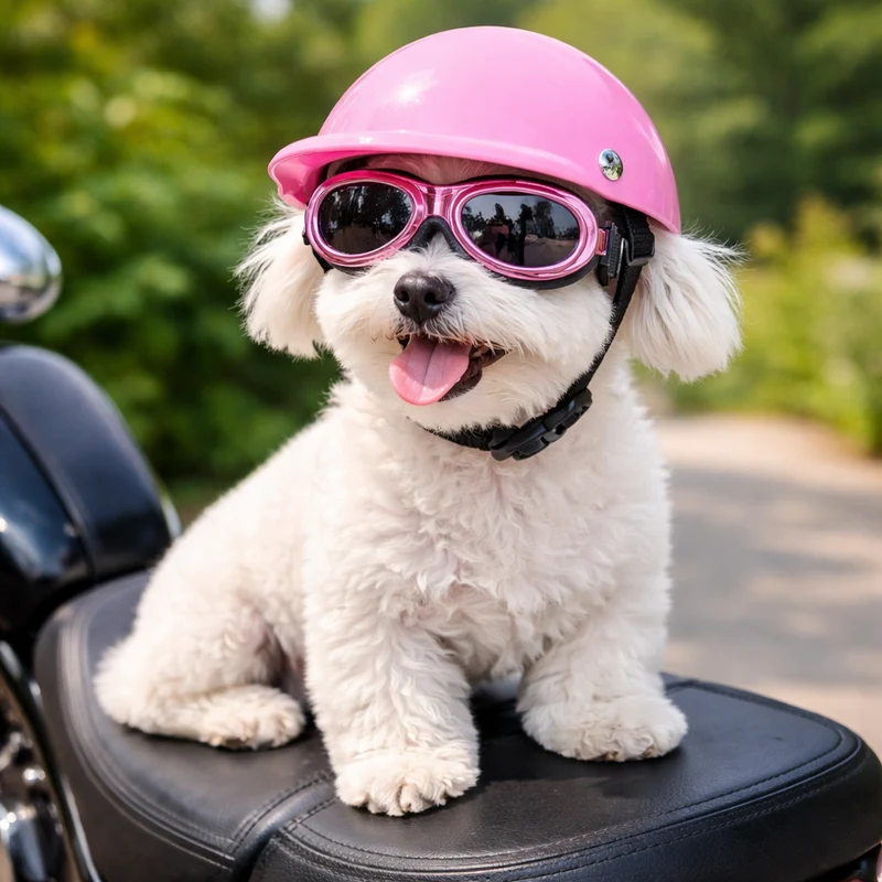 Casque Moto Cuir Vintage Chien Rétro