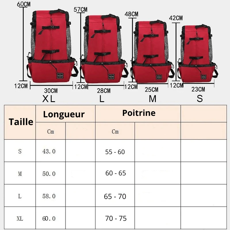 Sac à Dos Chien Rangements 4 Couleurs S-XL