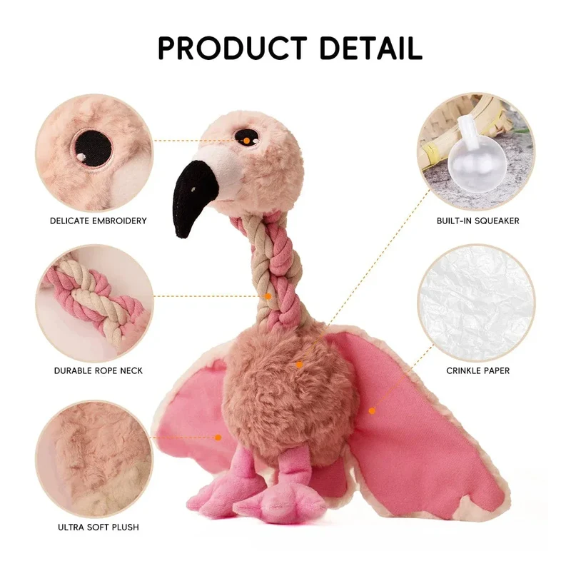 Peluche Oiseau Corde Sonore Gros Chien