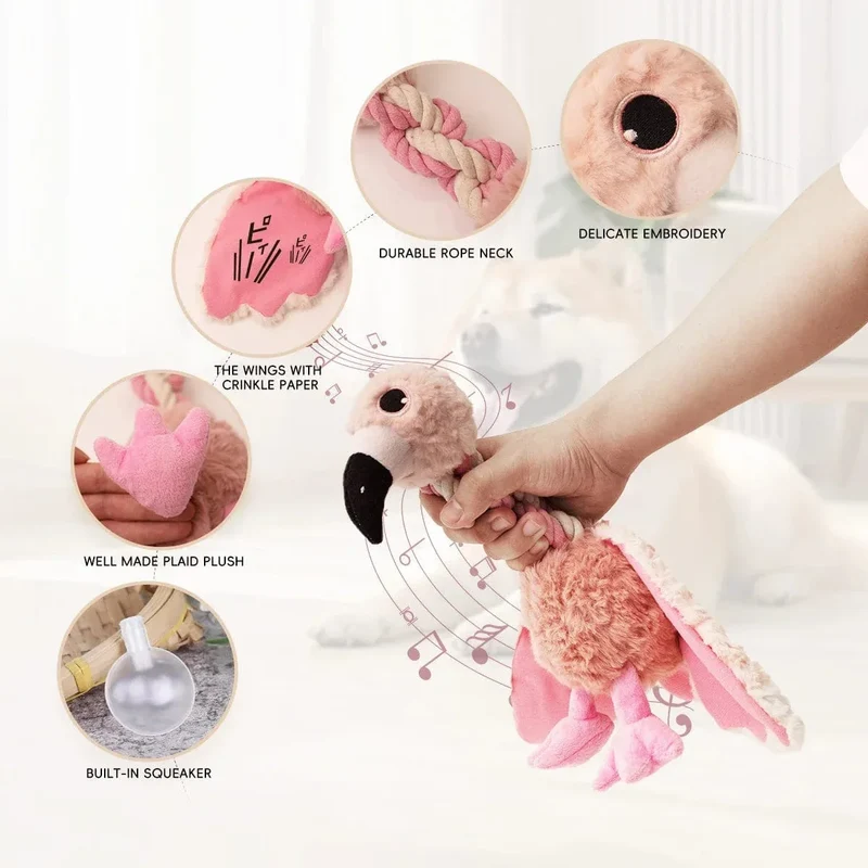 Peluche Oiseau Corde Sonore Gros Chien