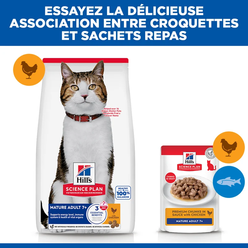 Hill's Science Plan Mature Adult 7+ au poulet - croquettes chat