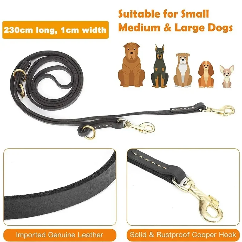 Laisse Cuir Bandoulière Mains Libres Gros Chien