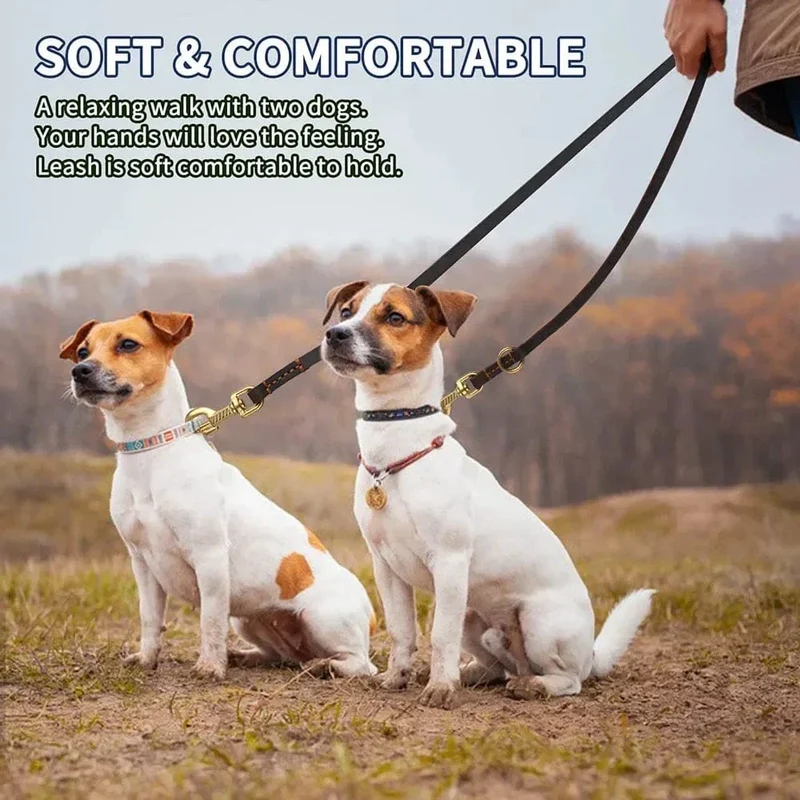 Laisse Cuir Bandoulière Mains Libres Gros Chien
