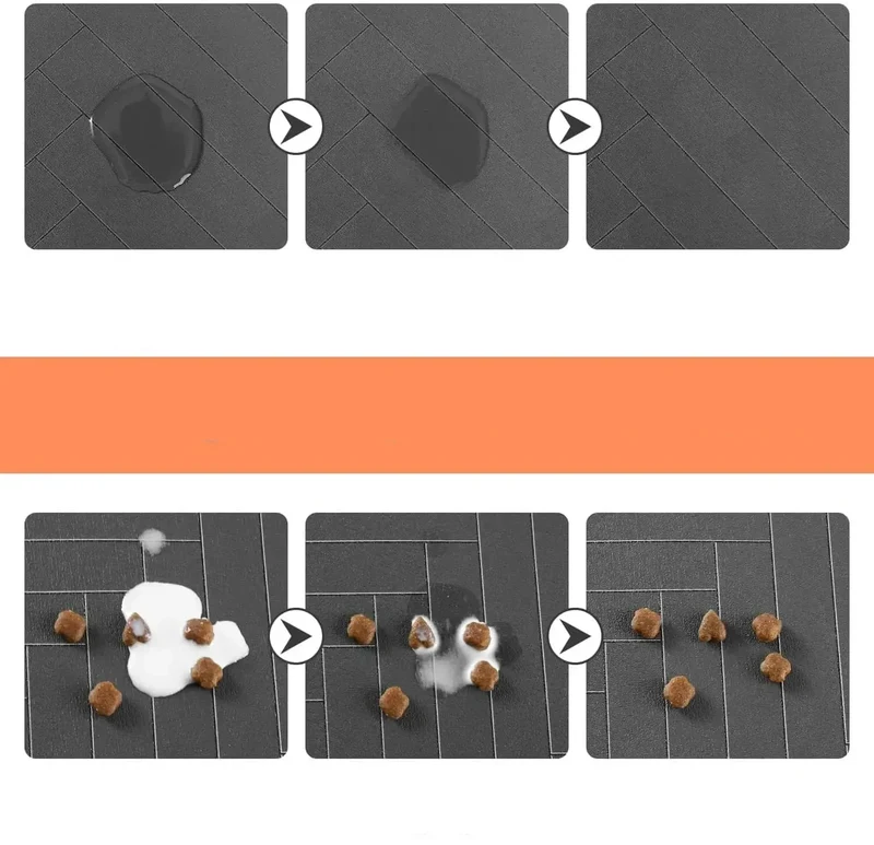 Tapis Absorbant Gamelle Chien Antidérapant Noir Gris