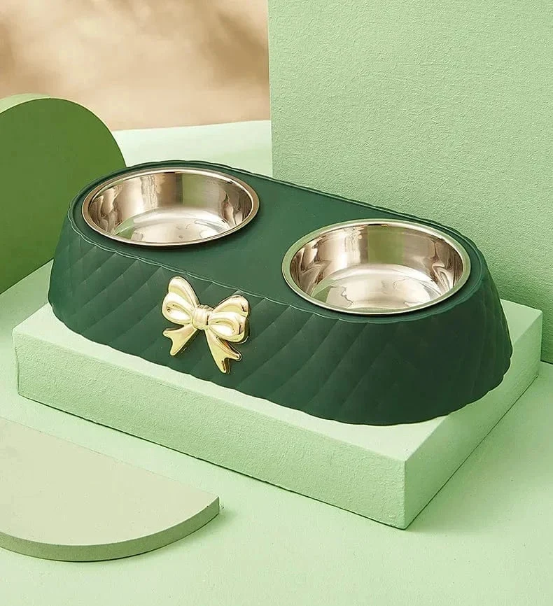 Gamelle Inox Double Couche Chien Surélevée