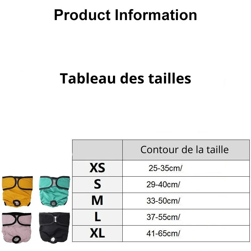 Culotte Hygiénique Chienne Réglable XS-XL