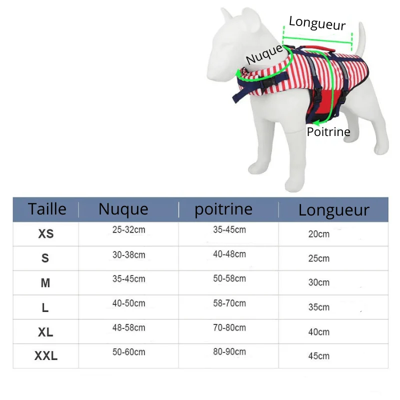 Gilet Sauvetage Chien Rayé Orange Flottant