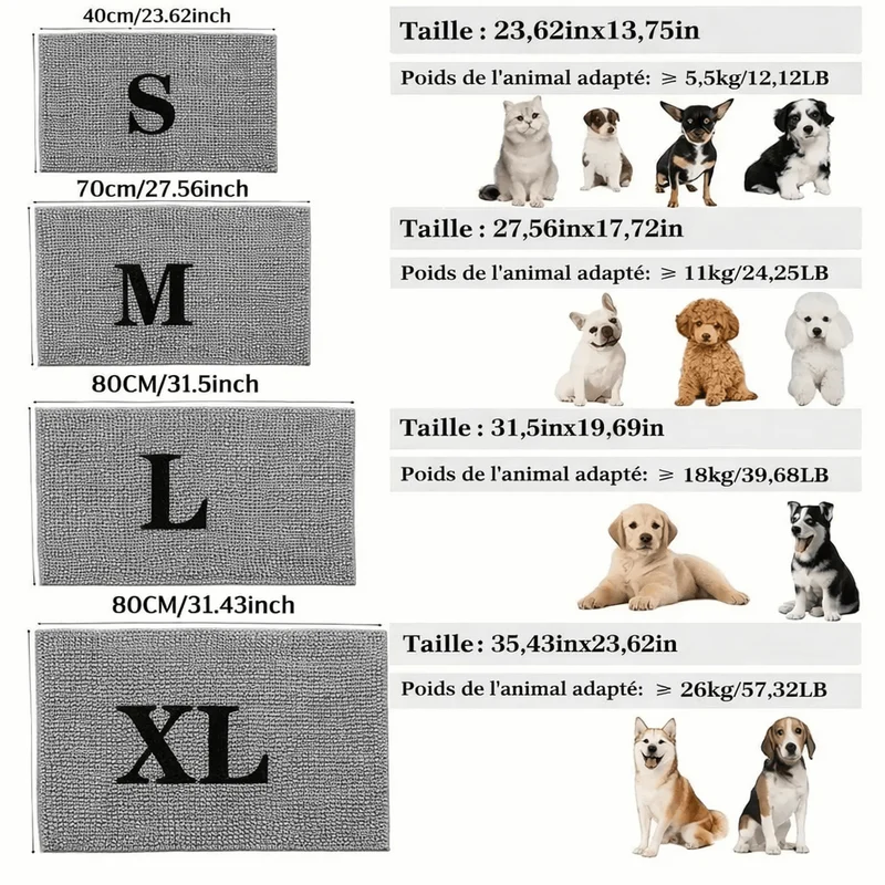 Tapis Microfibre Pattes Chien Antidérapant