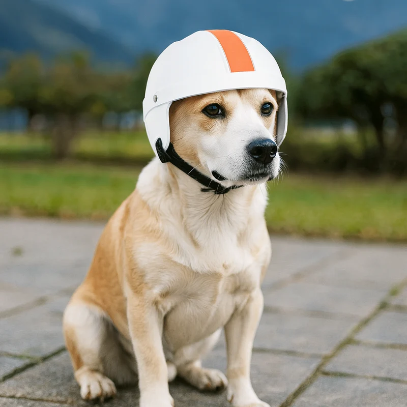 Casque Moto Chien Noir Blanc Ajustable