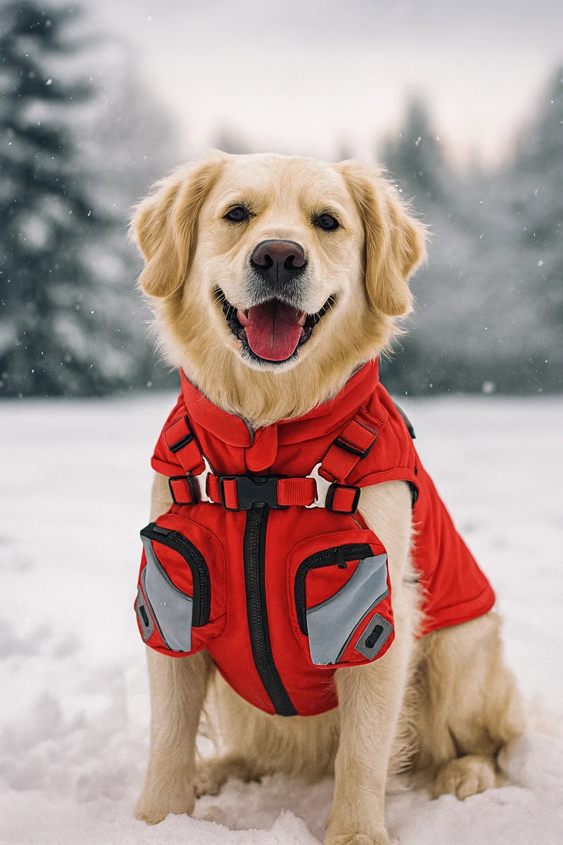 Manteau Harnais Intégré Gros Chien Hiver Poches
