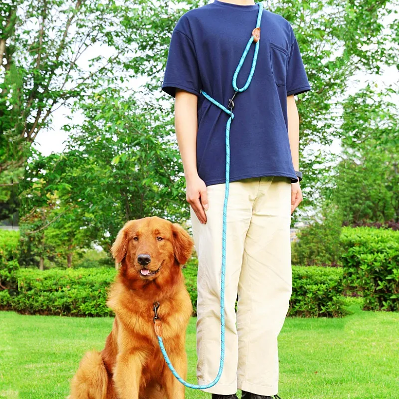 Laisse Mains Libres Nylon Réfléchissante Gros Chien