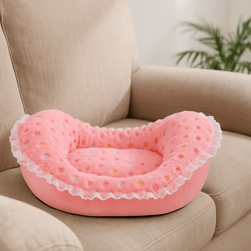Panier Princesse Rose Velours Petit Chien