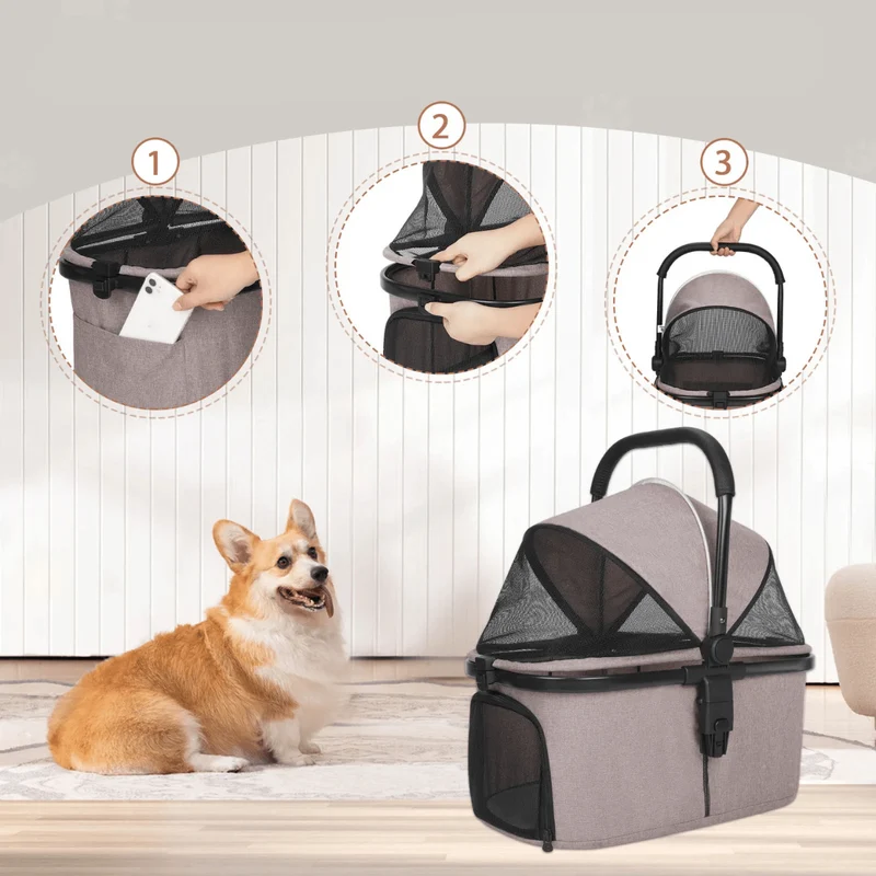 Poussette Chien Senior Confortable Pliable