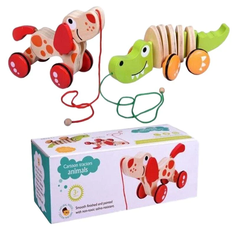 Jouet Bois Tirer Animal Enfant Chien