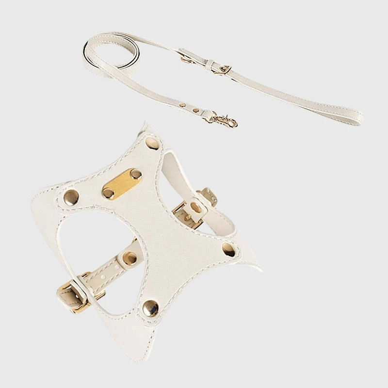Harnais Cuir Véritable Chien Réglable 4 Couleurs