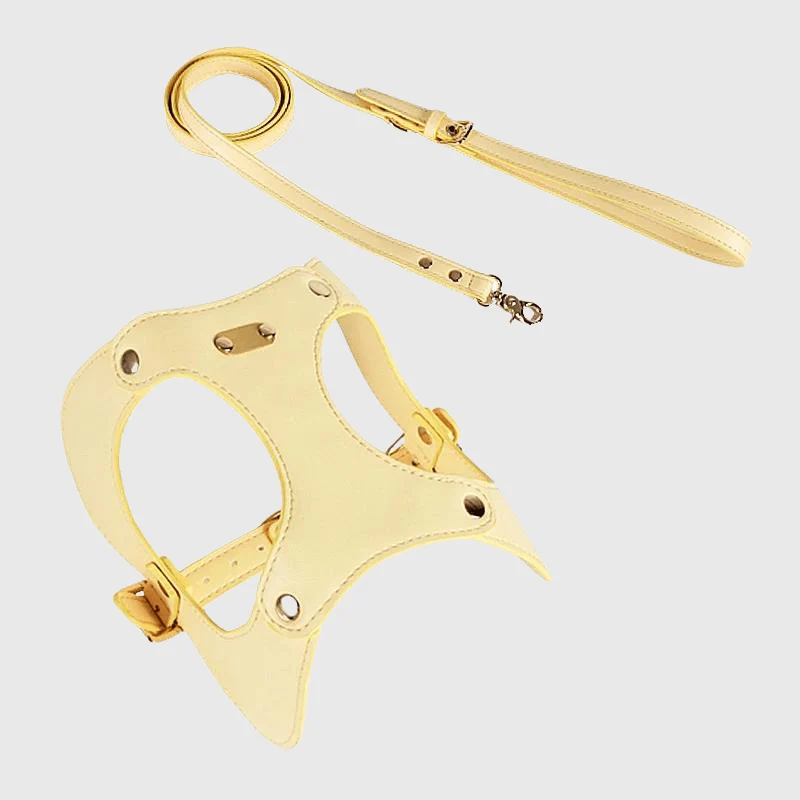 Harnais Cuir Véritable Chien Réglable 4 Couleurs